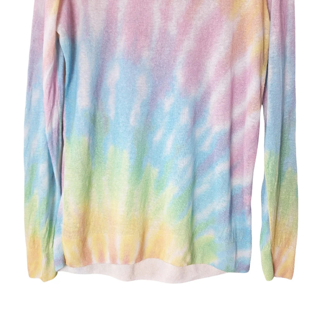 Talbots Sz M Pastel Tie-Dye Lightweight Linen Blend Long Sleeve Pullover Sweater - Picture 5 of 9